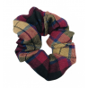 Burgundy, Navy, Beige and Black Tartan Scrunchie