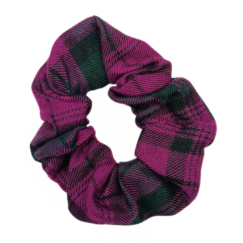 Purple and Dark Green Tartan Scrunchie