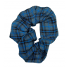 Grey, Blue and Black Tartan Scrunchie