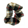 Beige, Black, Red and White Tartan Scrunchie