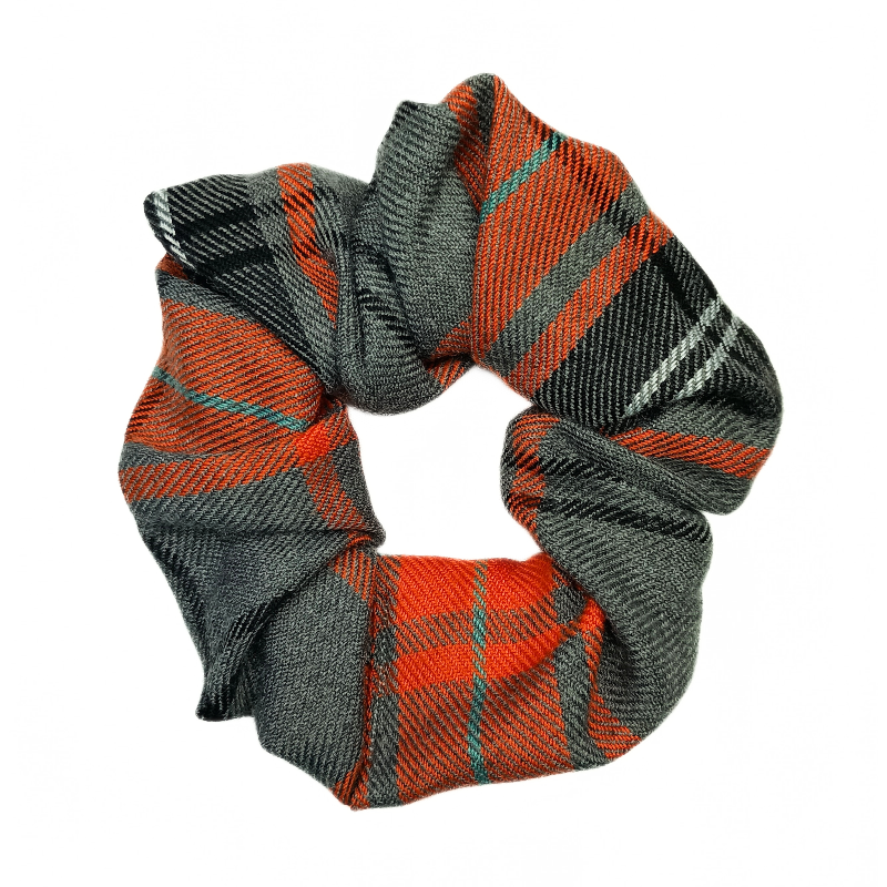 Orange and Grey Tartan Scrunchie