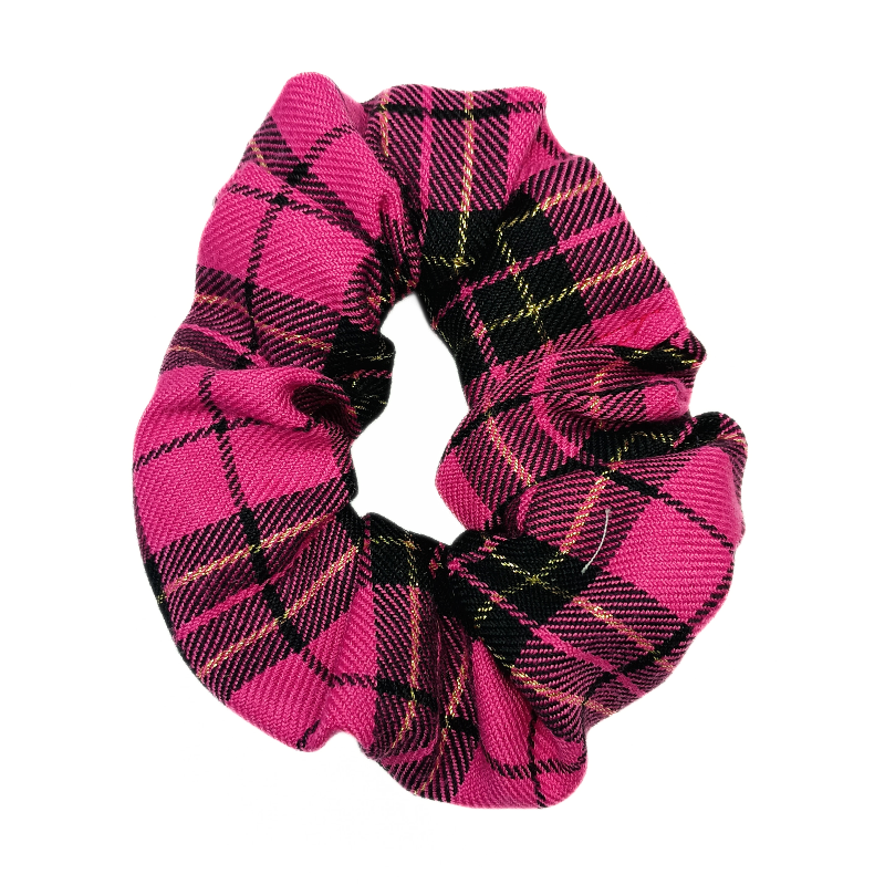 Pink, Black and Gold Tartan Scrunchie