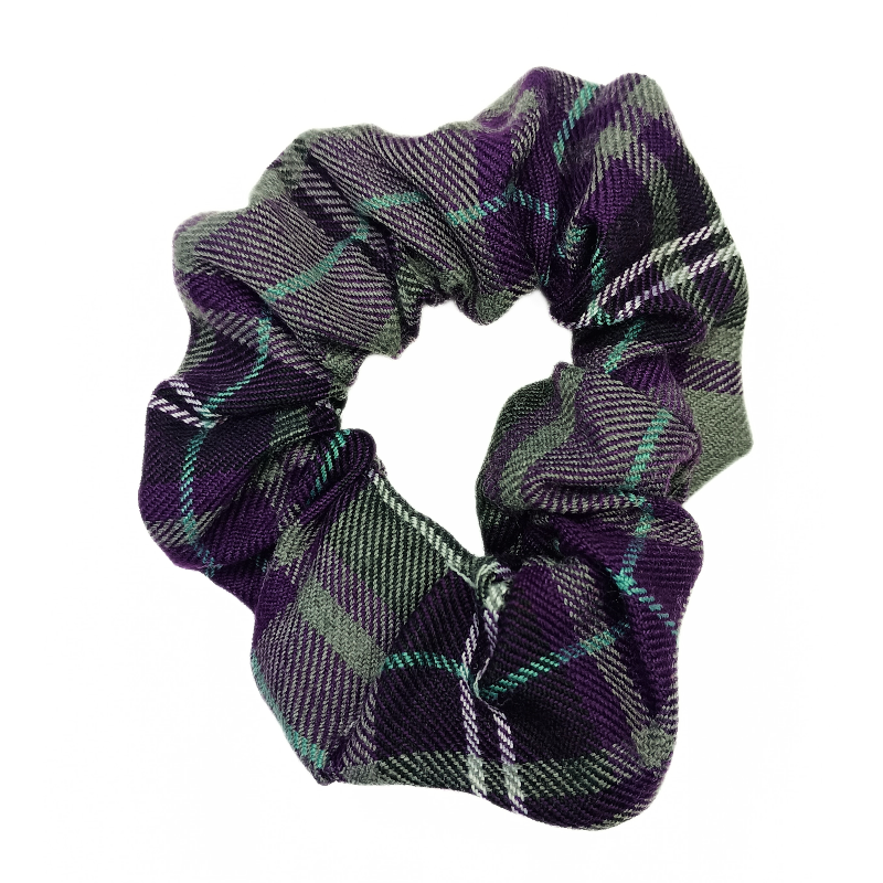 Purple and Grey Tartan Scrunchie