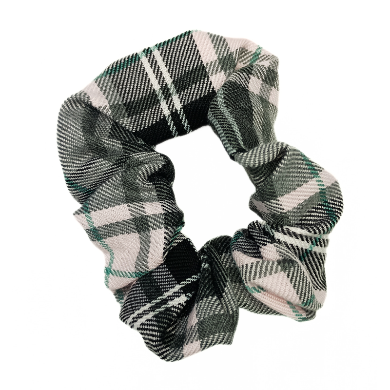 Pink and Grey Tartan Scrunchie