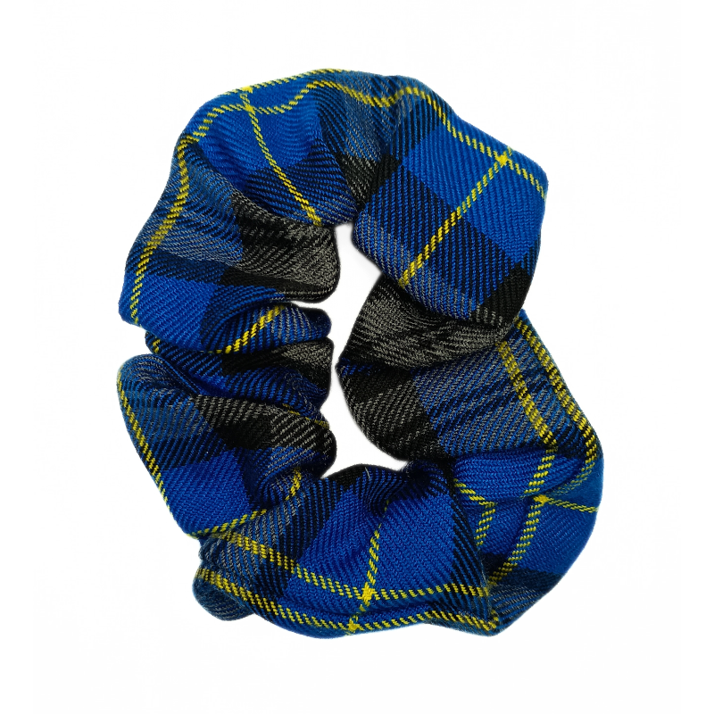 Blue, Grey and Yellow Tartan Scrunchie