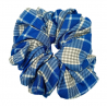 Blue and White Tartan Mega Scrunchie