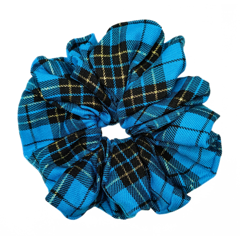 Blue, Black and Gold Tartan Mega Scrunchie