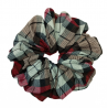 Burgundy, Grey and Black Tartan Mega Scrunchie