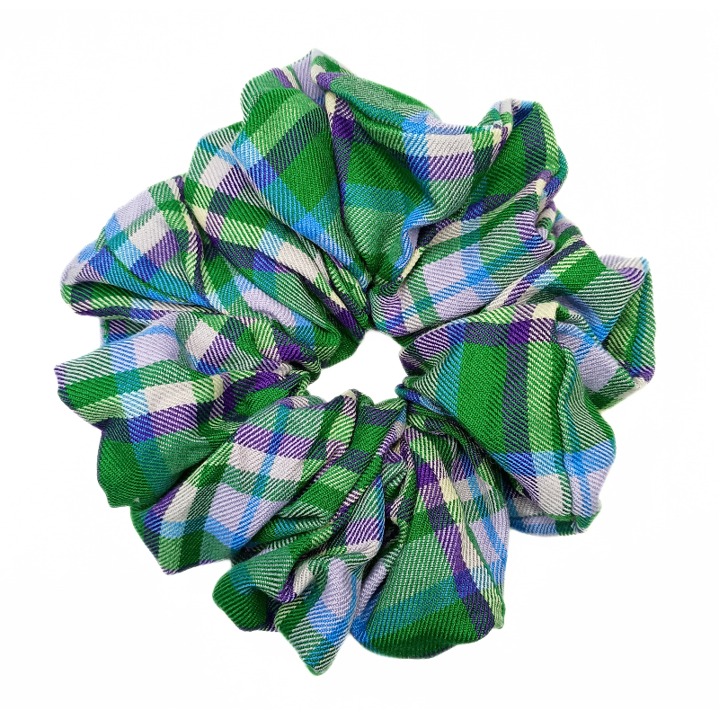 Green and Purple Tartan Mega Scrunchie