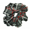 Grey, Black, White and Red Tartan Mega Scrunchie