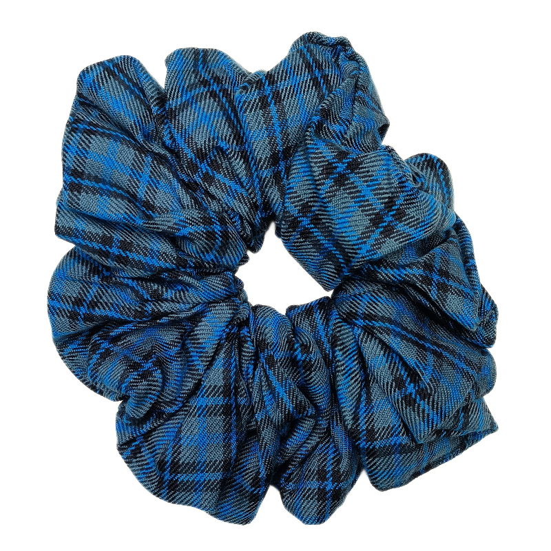 Grey, Blue and Black Tartan Mega Scrunchie