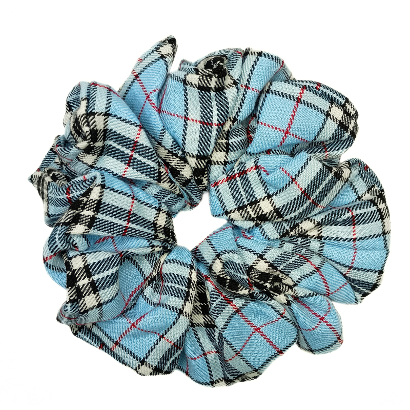 Light Blue Tartan Mega Scrunchie