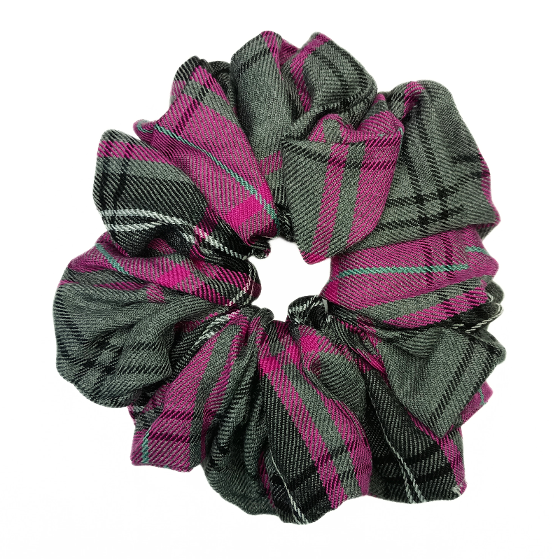 Magenta and Grey Tartan Mega Scrunchie