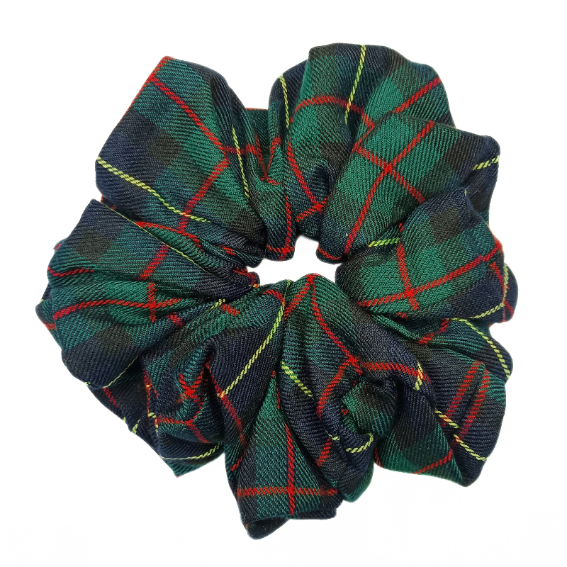 Navy, Green, Red and Yellow Tartan Mega Scrunchie