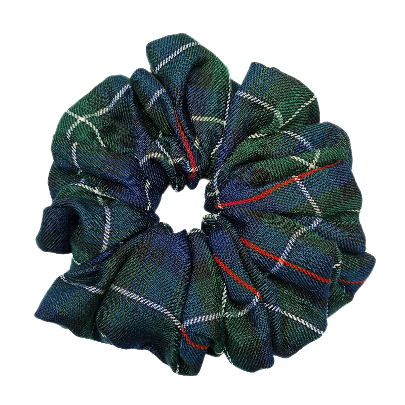Navy, Green, White and Red Tartan Mega Scrunchie