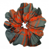 Orange and Grey Tartan Mega Scrunchie