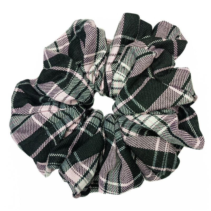 Pink, Black and White Tartan Mega Scrunchie