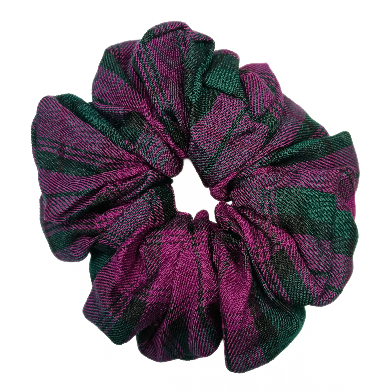 Purple and Dark Green Tartan Mega Scrunchie