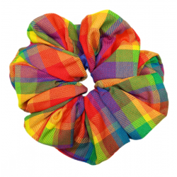 Rainbow Tartan Mega Scrunchie