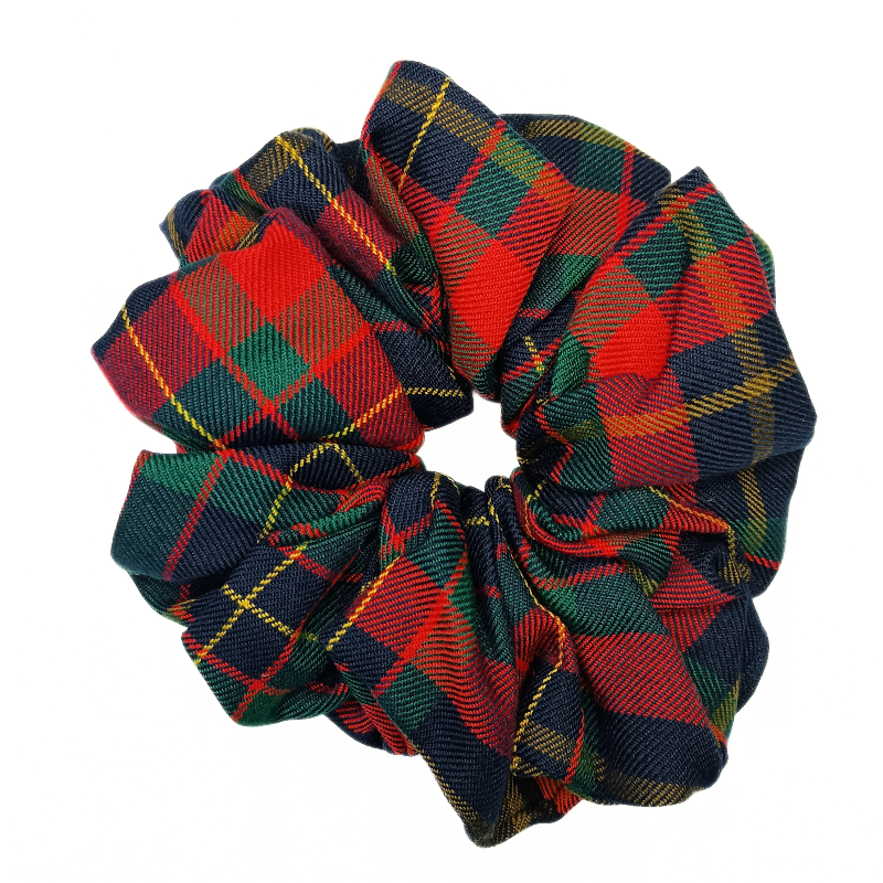 Red, Green, Navy and Gold Tartan Mega Scrunchie