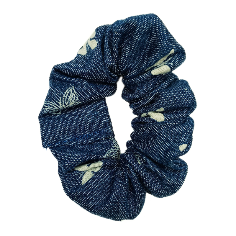Denim Butterflies Mini Scrunchie
