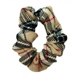 Beige Tartan Mini Scrunchie