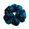 Blue, Black and Gold Tartan Mini Scrunchie