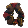 Burgundy, Brown, Red, Navy and Gold Tartan Mini Scrunchie