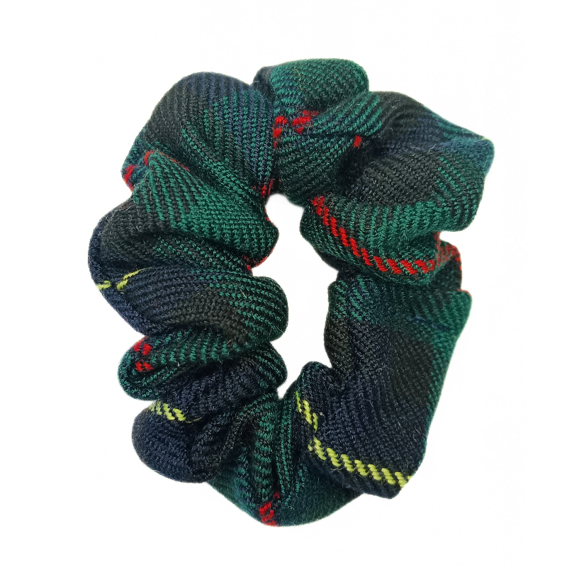 Navy, Green, Red and Yellow Tartan Mini Scrunchie