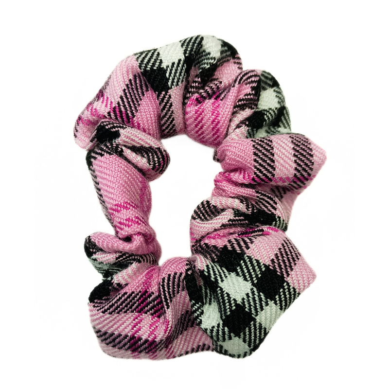 Pink Tartan Mini Scrunchie