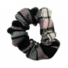 Pink, Black and White Tartan Mini Scrunchie