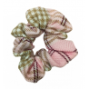 Pink, Brown, White & Wine Small Pattern Tartan Mini Scrunchie