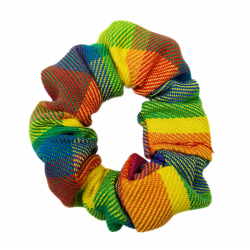 Rainbow Tartan Mini Scrunchie