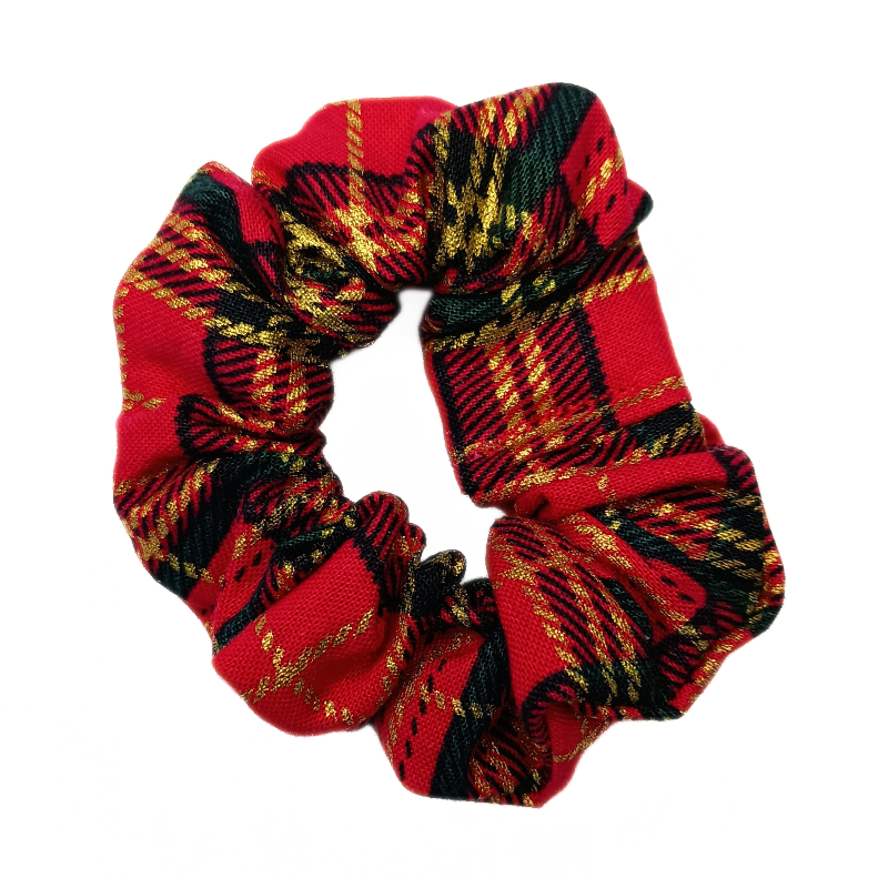 Red Tartan Mini Christmas Scrunchie