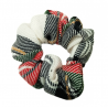 Red, White, Green, Black and Gold Tartan Mini Scrunchie