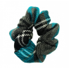 Turquoise and Grey Tartan Mini Scrunchie