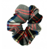 White, Green, Blue, Red and Yellow Tartan Mini Scrunchie
