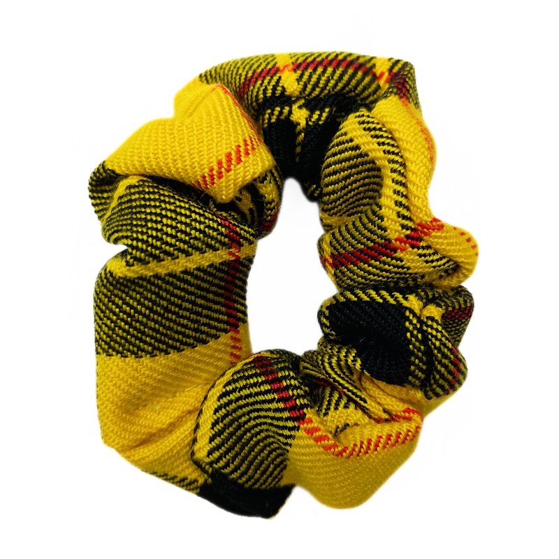 Yellow Tartan Mini Scrunchie