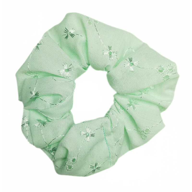 Mint Broderie Anglaise Scrunchie