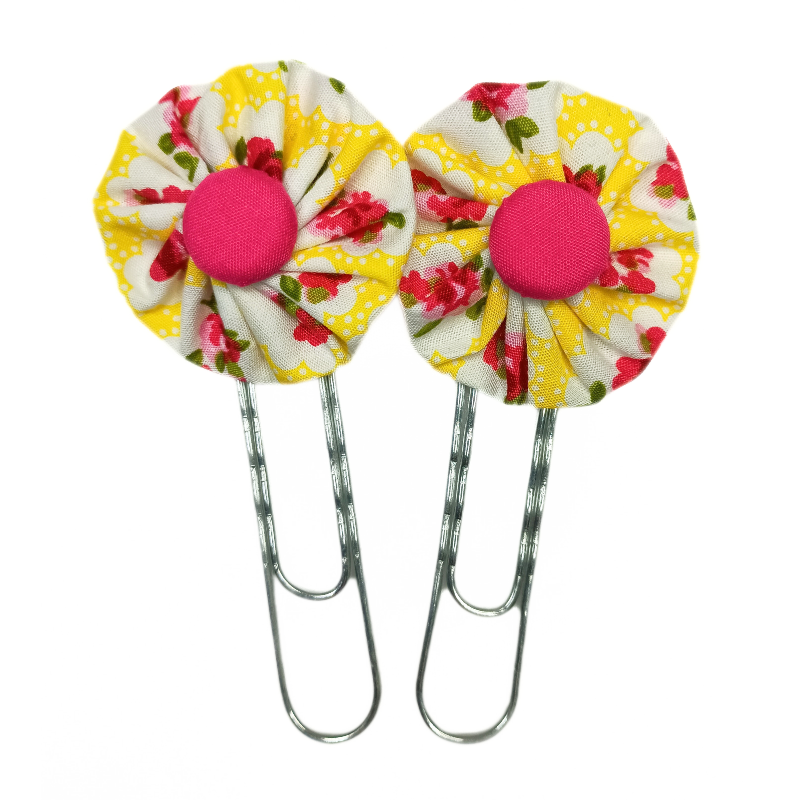 Paperclip Bookmark - Yellow & Cerise Floral