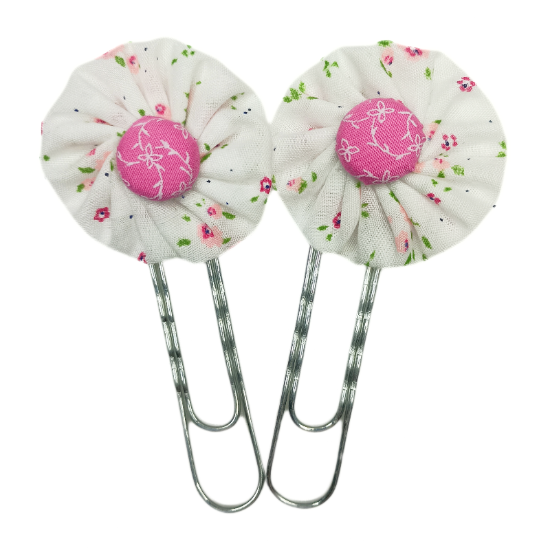 Paperclip Bookmark - White & Pink Ditsy Floral