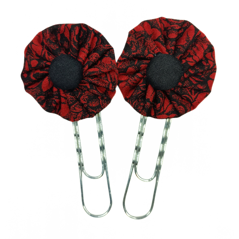 Paperclip Bookmark - Red & Black Floral