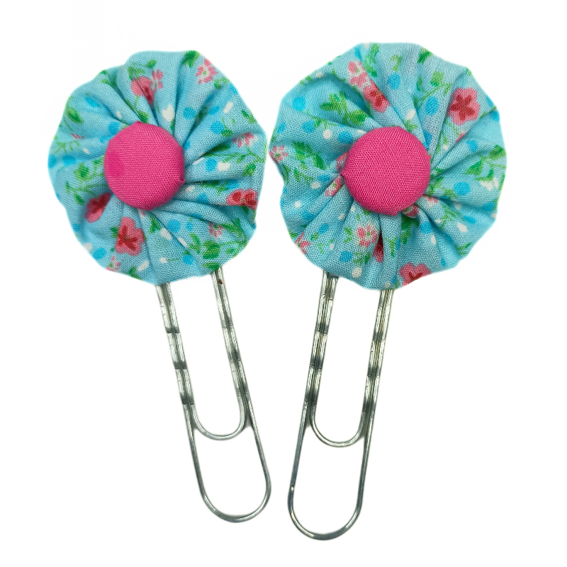 Paperclip Bookmark - Blue & Pink Ditsy Floral