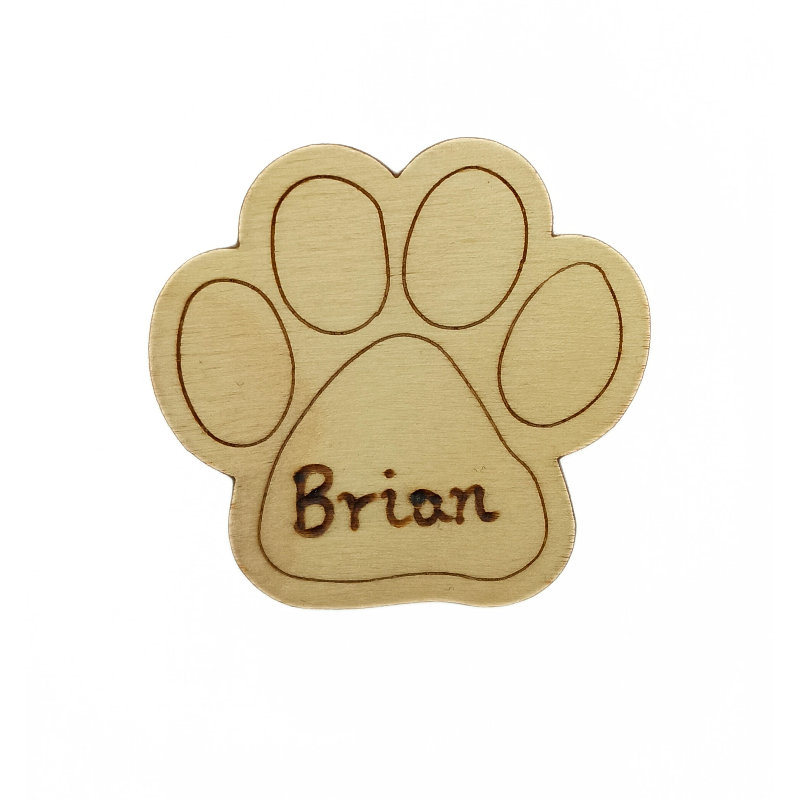 Wooden Paw Print Magnet