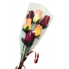 Wooden Rose Bouquet - Wine & Yellow/Orange