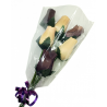 Wooden Rose Bouquet - Dark Purple & White