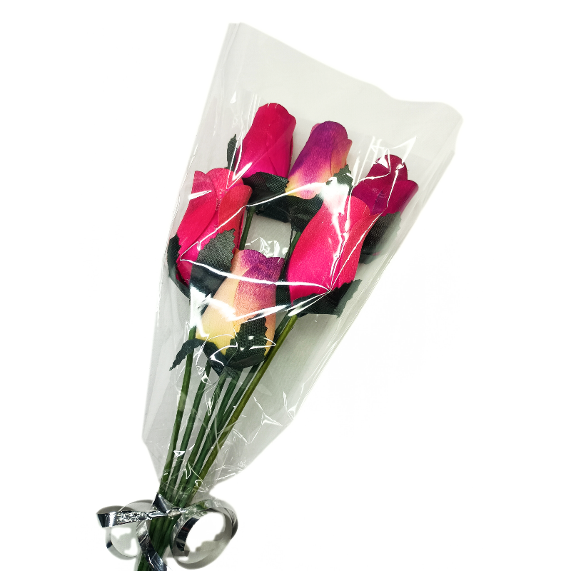 Wooden Rose Bouquet - Pink & Yellow/Purple