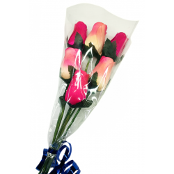 Wooden Rose Bouquet - Pink...