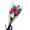 Wooden Rose Bouquet - Pink, Blue & White