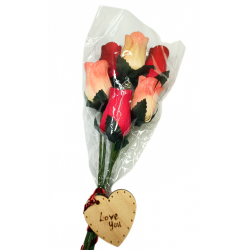 Wooden Rose Bouquet - Red &...